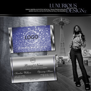 Cartão De Visita Logotipo Sparkle Real Azul de Luxo