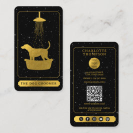 Cartão De Visita Logotipo Tarot Cachorro esmerilado Pet Groomer pre