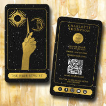Logotipo Tarot Celestial Cabeleireiro Preto Dourad