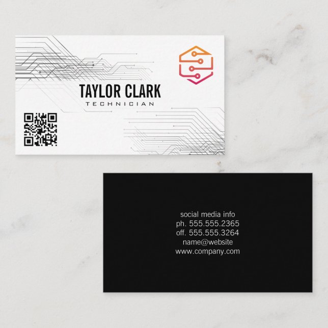 Cartão De Visita Logotipo técnico do componente do Conselho Circuit (Frente/Verso)