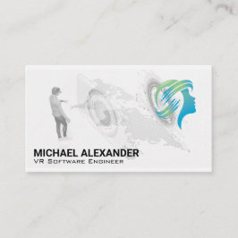 Cartão De Visita Logotipo técnico do Headset VR | Mapa mundial