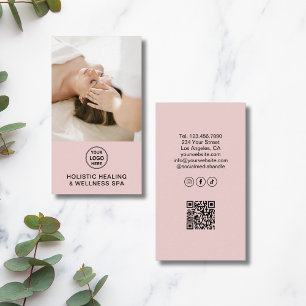 Cartão De Visita Logotipo Terapêutico Holístico Código QR Rosa