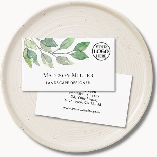 Cartão De Visita Logotipo verde do Designer de Paisagem