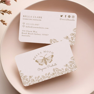 Cartão De Visita Logotipo verde e rosa-chic, Dourado e verde