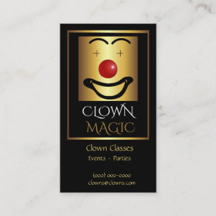 Cartão De Visita Logotipo vermelho Dourado do palhaço do nariz
