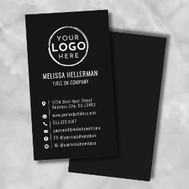 Cartão De Visita Logotipo Vertical Minimalista Moderno Preto Person