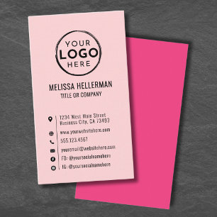 Cartão De Visita Logotipo Vertical Moderno Minimalista Rosa Persona