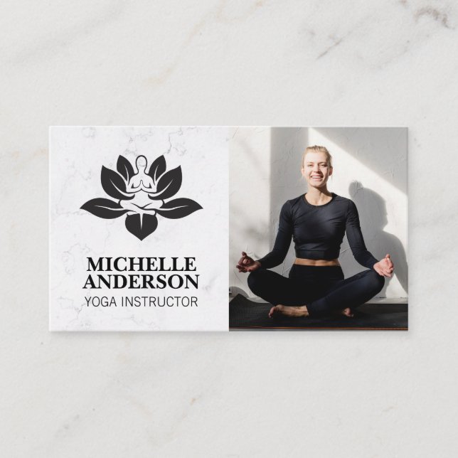 Cartão De Visita Logotipo Yoga | Mulher Sentada Meditando (Frente)