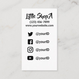 Cartão De Visita Loja/artista/cartão de visita social dos ícones 