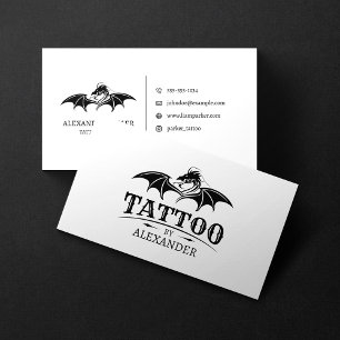 Cartão De Visita Loja de Artista de Tatuagem Simples e Moderna Drag