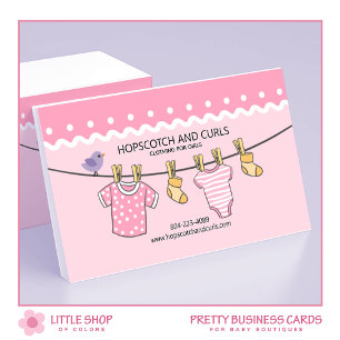 Cartão De Visita Loja de Bebês Meninas Rosa