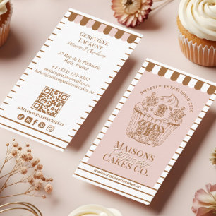 Cartão De Visita Loja de Bolos de Cupcake Elegante e Chique Padaria