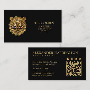 Cartão De Visita Loja de Cabeleireiro Profissional Código Qr Golden