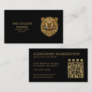 Cartão De Visita Loja de Cabeleireiro Profissional Código Qr Golden