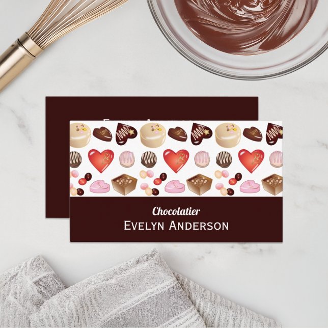 Cartão De Visita Loja de Chocolates Chocolatier Moderna (Criador carregado)