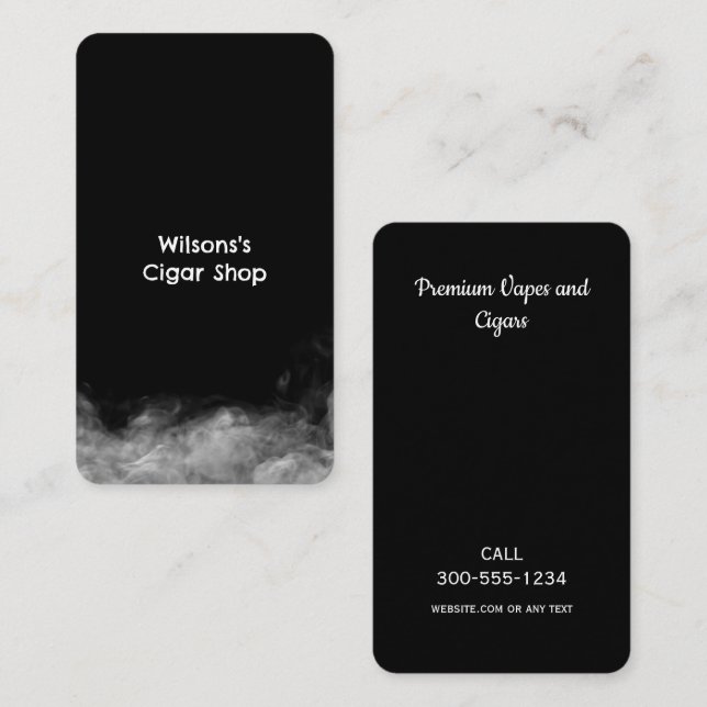 Cartão De Visita Loja de Fumaça Vape Preto (Frente/Verso)