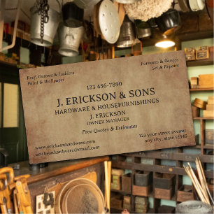 Cartão De Visita Loja de Hardware Rustic