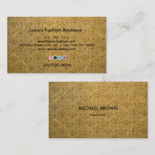 Cartão De Visita Loja de Luxo em Ouro Moda Boutique Floral Elegante