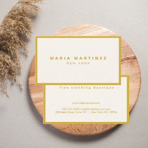 Cartão De Visita Loja de Luxo Minimalista Ouro/Marfim