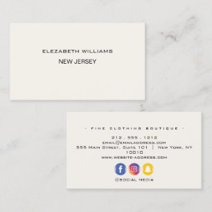 Cartão De Visita Loja de Luxo Minimalista Personalizada Marfim