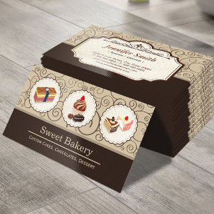 Cartão De Visita Loja de padaria fofa personalizada Chakes Chocolat