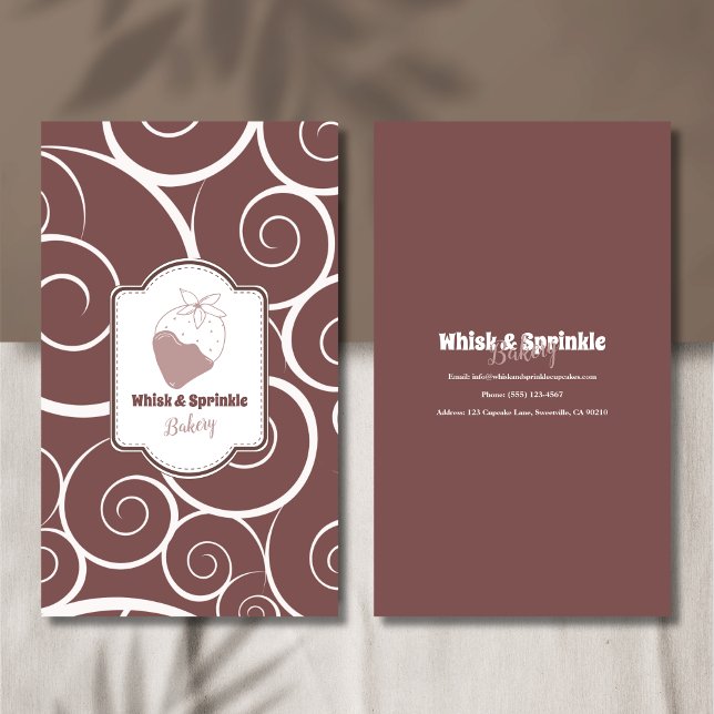 Cartão De Visita Loja de padaria fofa personalizada Chakes Chocolat (Criador carregado)