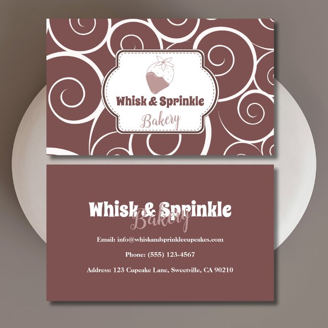 Cartão De Visita Loja de padaria fofa personalizada Chakes Chocolat (Criador carregado)