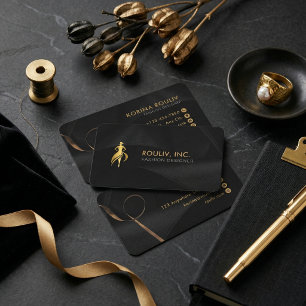 Cartão De Visita Loja de Roupas de Luxo da Designer Black Gold Eleg