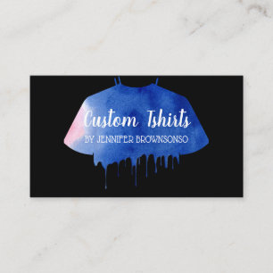 Cartão De Visita Loja de Roupas Vestuário Camisa Drip Azul Rosa