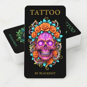 Cartão De Visita Loja de Tatuagem Profissional Tatuador de Crânio F