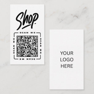 Cartão De Visita Loja Modelo de QR code e logotipo personalizávei