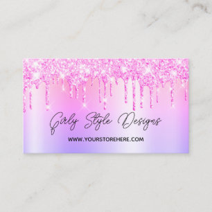 Cartão De Visita Loja Online Magenta Glitter Drips Multi Ombre