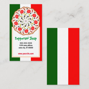 Cartão De Visita loja ou restaurante de pizza Pepperoni italiana