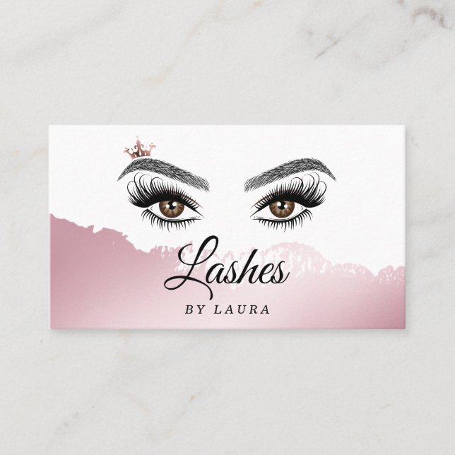 Cartão De Visita Longa e Bonita Lashes Olhos e Mão Desenhada (Frente)