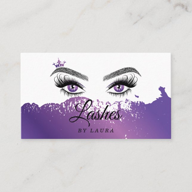 Cartão De Visita Longa e Bonita Lashes Olhos e Mão Desenhada (Frente)