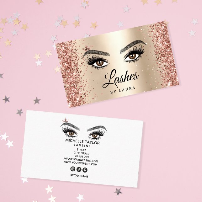 Cartão De Visita Longa e Bonita Lashes Olhos e Mão Desenhada (Criador carregado)