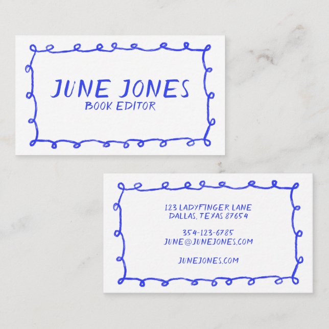 Cartão De Visita Loops (alças) feitos à mão (Frente/Verso)