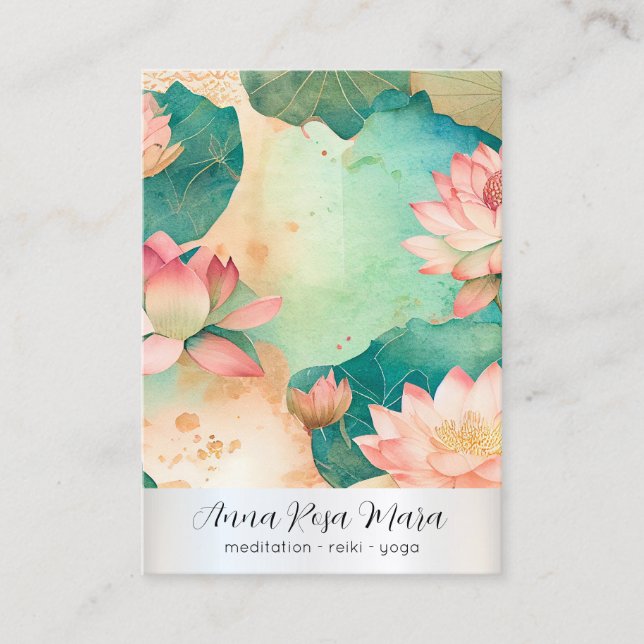 Cartão De Visita *~* Lotus 3 PHOTO Nature Flowers QR AP67 Art (Frente)