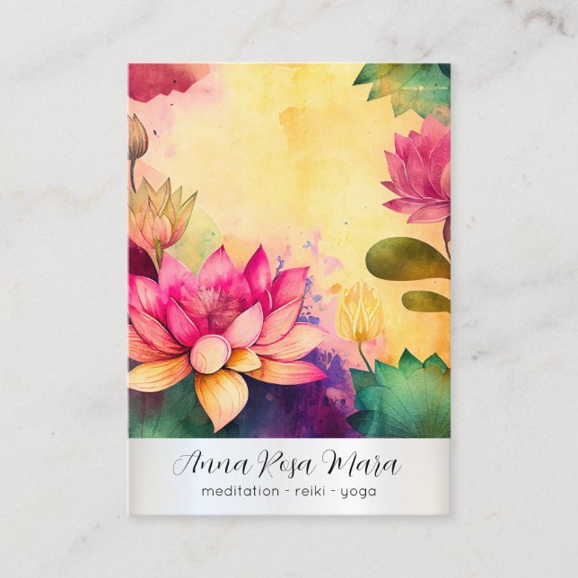 Cartão De Visita *~* Lotus 6 Art   PHOTO Nature Flowers QR AP67 (Frente)