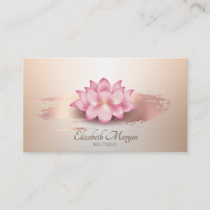 Cartão De Visita Lótus Dourado Rosa Elegante Pincelada Lótus