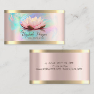 Cartão De Visita Lótus Faixa Dourada Rosa Dourado Tinta Holográfica