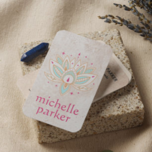 Cartão De Visita LOTUS FLOWER COM ESTRELAS BOHO Yoga Holística Trei