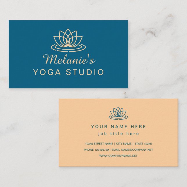 Cartão De Visita Lotus flower elegant yoga business card template (Frente/Verso)