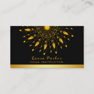 Cartão De Visita Lotus Flower Mandala Ouro Yoga Vintage Holística
