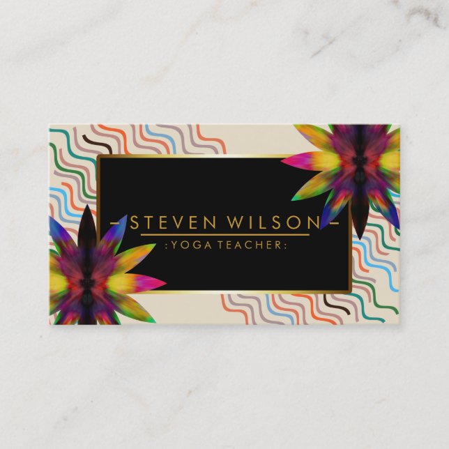 Cartão De Visita Lotus Flower Rainbow Decorative Yoga Holística (Frente)