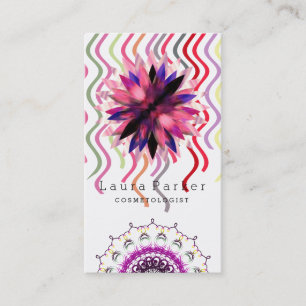 Cartão De Visita Lotus Flower Watercolor Mandala Yoga Holística Spa