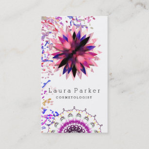 Cartão De Visita Lotus Flower Watercolor Mandala Yoga Holística Spa