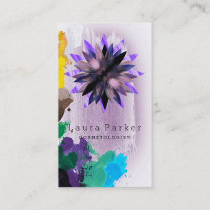Cartão De Visita Lotus Flower Watercolor Splatter Yoga Holística Sp