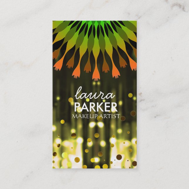 Cartão De Visita Lotus Glow Glitter Sparkle Makeup Artist Elegante (Frente)