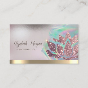 Cartão De Visita Lotus Gold Stripe Tinta Holográfica Yoga